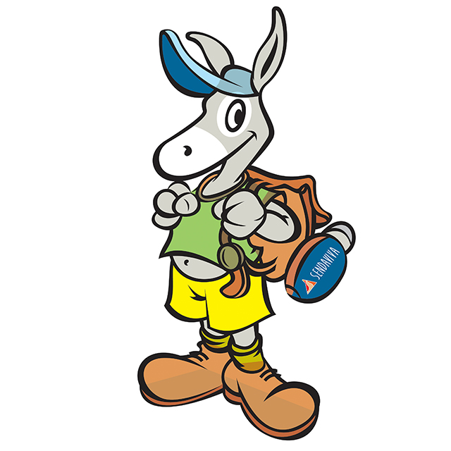 Old illustration of the Donkey Palmira, Sendaviva's mascot.